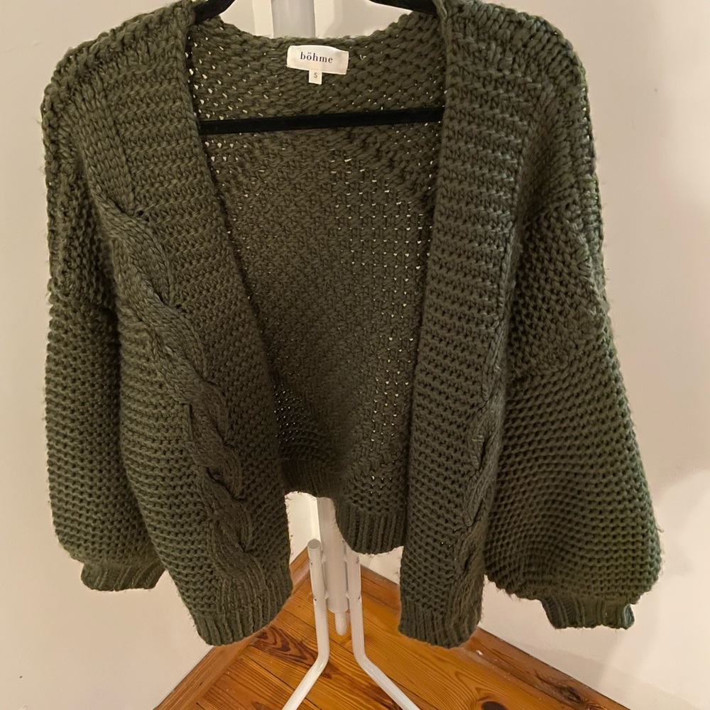 Olive Cable Knit Cardigan
